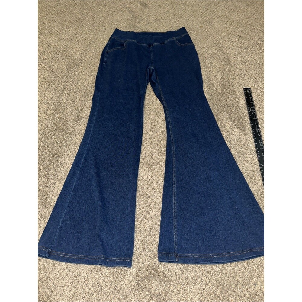 Halara Flex Denim Crossover High Waisted Flare Pants Pull On -Size Large. Retro